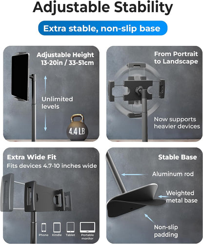 COOPER TabStand 20" Tall iPad Stand for Desk, Portable Monitor Stand Holder