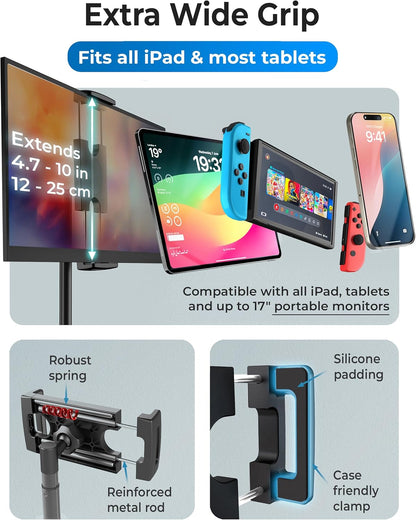 COOPER TabStand 20" Tall iPad Stand for Desk, Portable Monitor Stand Holder