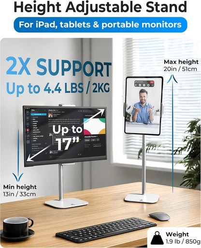 COOPER TabStand 20" Tall iPad Stand for Desk, Portable Monitor Stand Holder