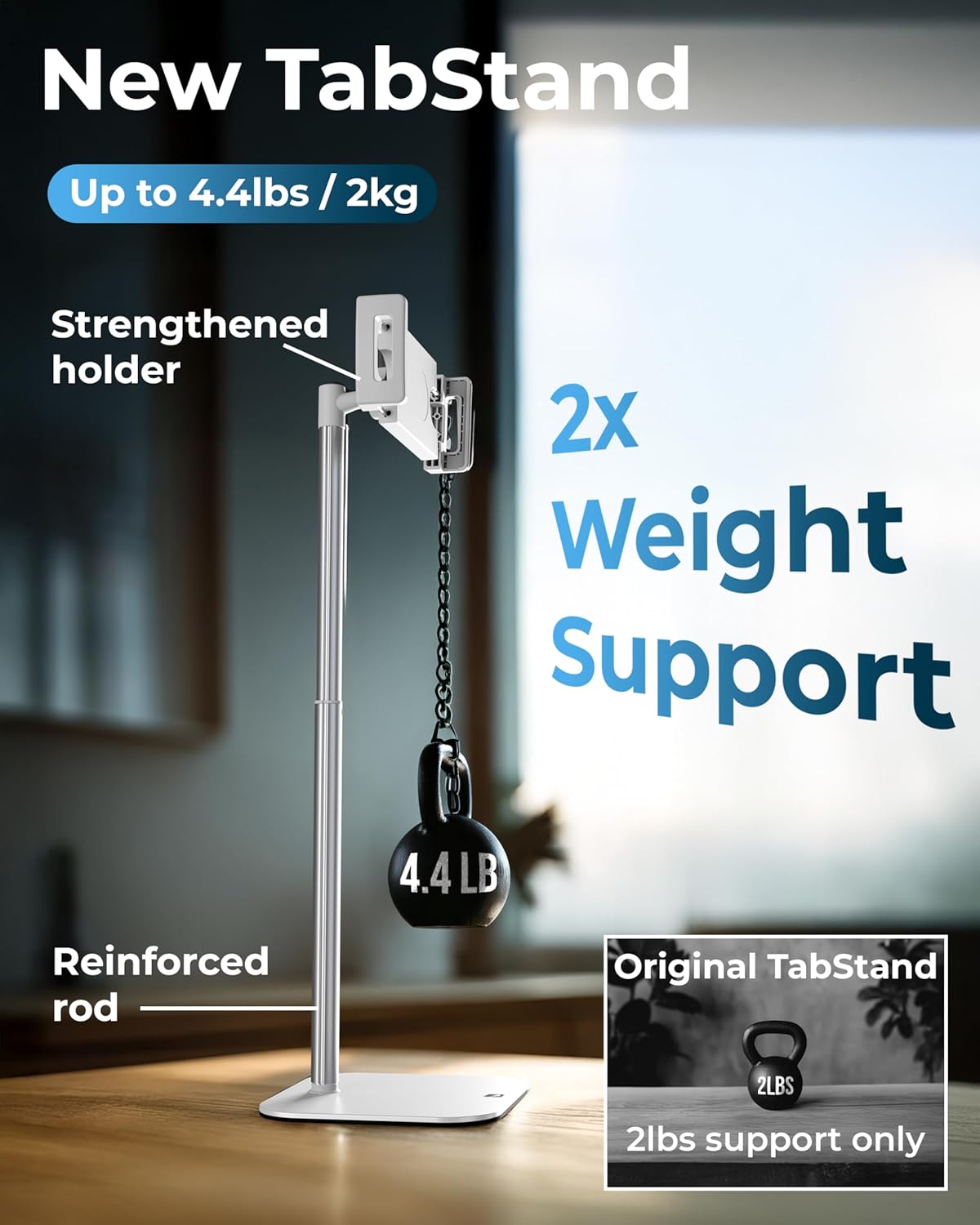 COOPER TabStand 20" Tall iPad Stand for Desk, Portable Monitor Stand Holder
