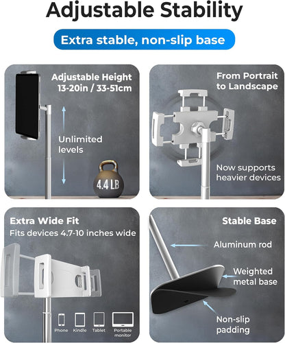 COOPER TabStand 20" Tall iPad Stand for Desk, Portable Monitor Stand Holder
