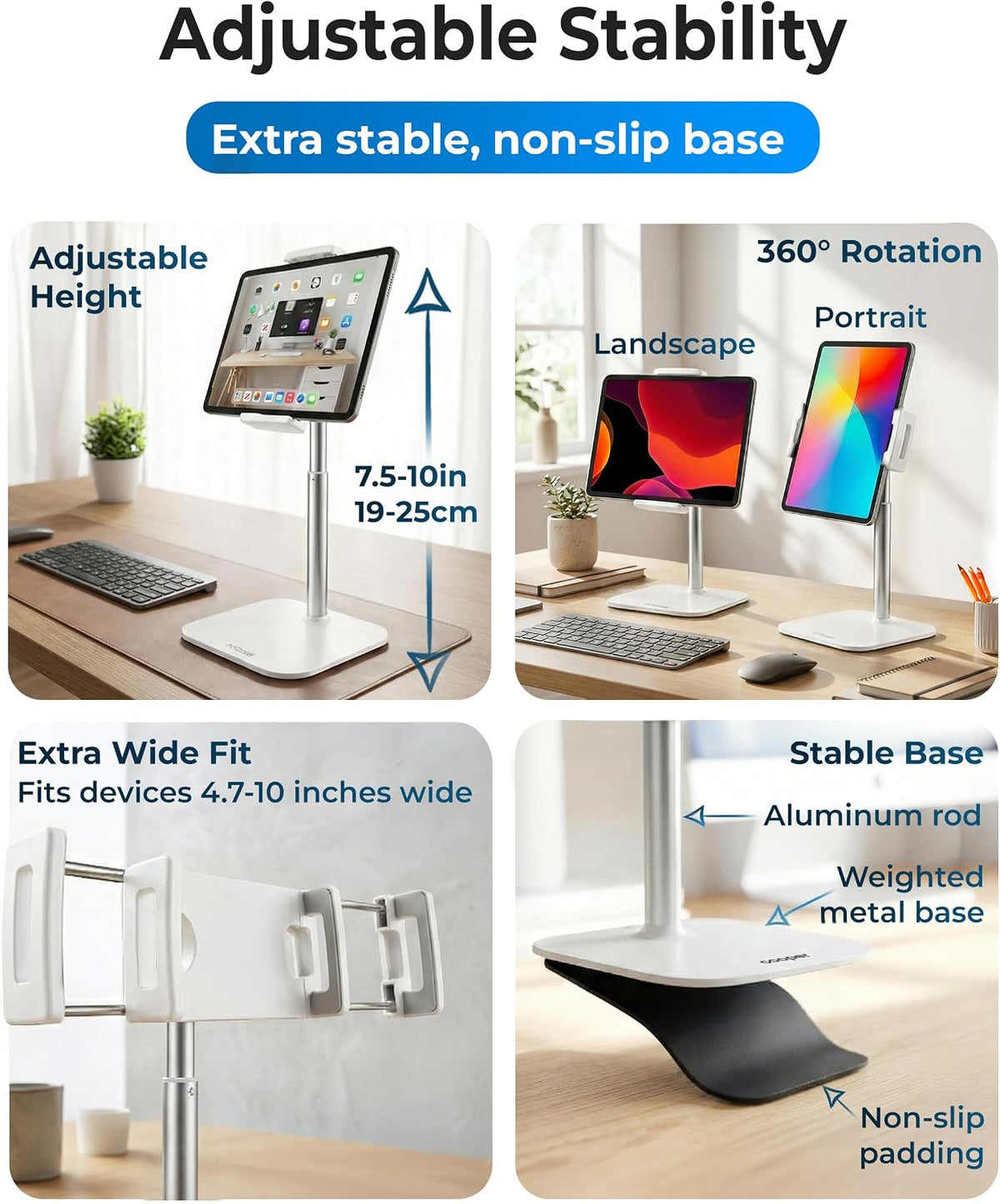 COOPER TabStand 20" Tall iPad Stand for Desk, Portable Monitor Stand Holder