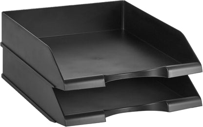 Rectangular Stackable Desk Organizer Office Letter Tray, File Storage, Paper Organizer, Black, 2-Pack