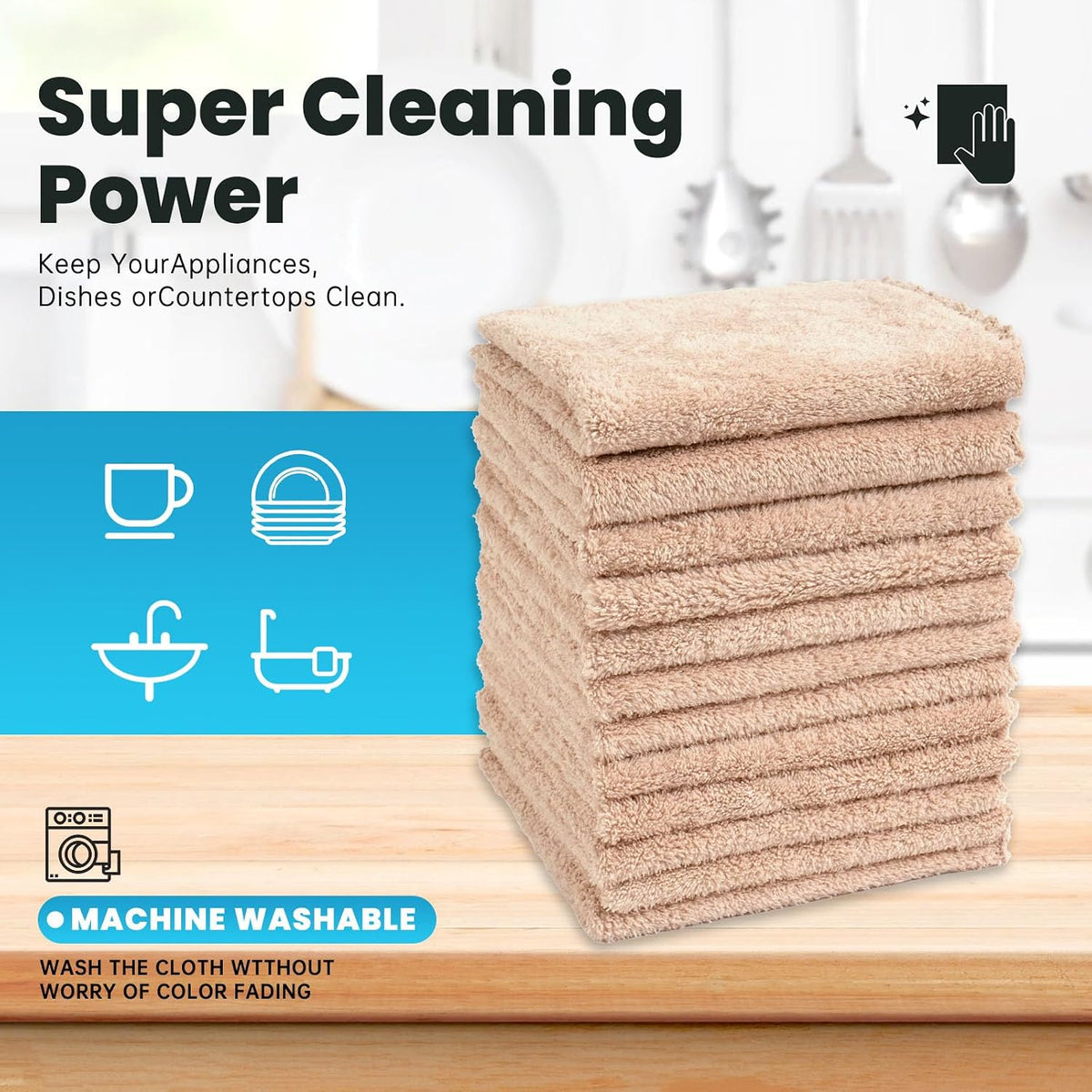 12 Pack Cleaning Cloth,Ultra Soft Absorbent Quick Drying Microfiber Cleaning rags,No scratches,Reusable,Washable,Lint Free Cleaning Towels for Kitchen,Window,Glass,car,11.8"×11.8",(Multicolor)