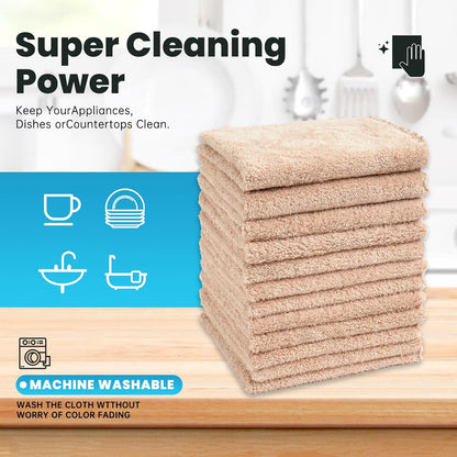 12 Pack Cleaning Cloth,Ultra Soft Absorbent Quick Drying Microfiber Cleaning rags,No scratches,Reusable,Washable,Lint Free Cleaning Towels for Kitchen,Window,Glass,car,11.8"×11.8",(Multicolor)