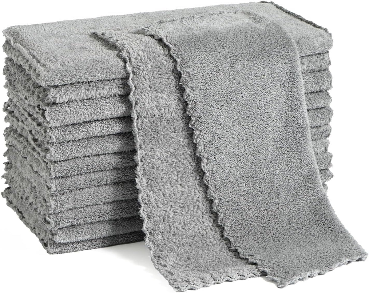 12 Pack Cleaning Cloth,Ultra Soft Absorbent Quick Drying Microfiber Cleaning rags,No scratches,Reusable,Washable,Lint Free Cleaning Towels for Kitchen,Window,Glass,car,11.8"×11.8",(Multicolor)