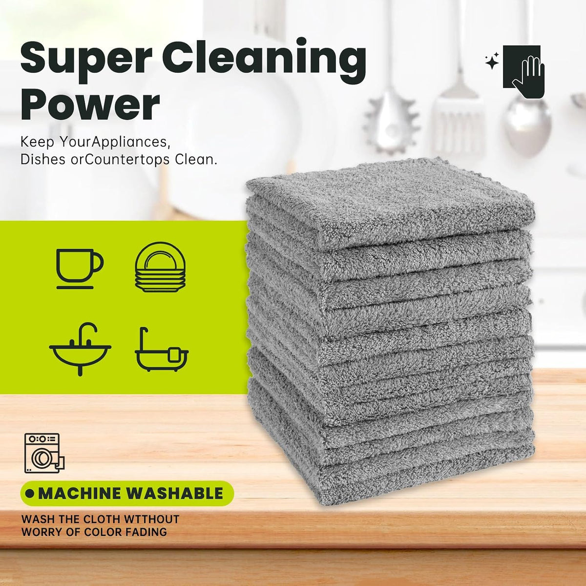 12 Pack Cleaning Cloth,Ultra Soft Absorbent Quick Drying Microfiber Cleaning rags,No scratches,Reusable,Washable,Lint Free Cleaning Towels for Kitchen,Window,Glass,car,11.8"×11.8",(Multicolor)