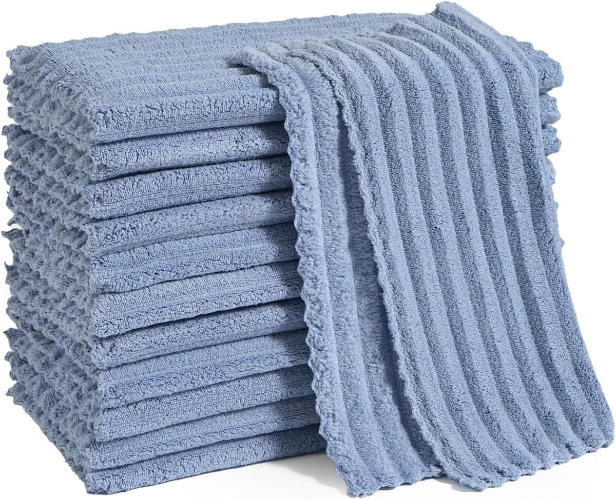 12 Pack Cleaning Cloth,Ultra Soft Absorbent Quick Drying Microfiber Cleaning rags,No scratches,Reusable,Washable,Lint Free Cleaning Towels for Kitchen,Window,Glass,car,11.8"×11.8",(Multicolor)
