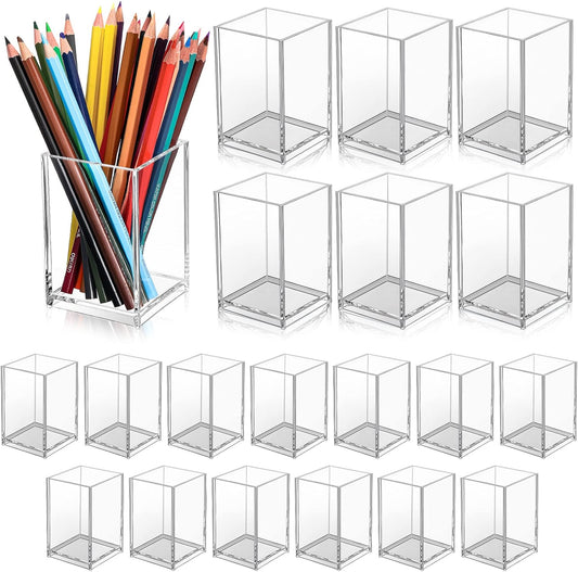 20 Pcs Acrylic Pen Holder Pencil Cup Desk Organizer, Clear