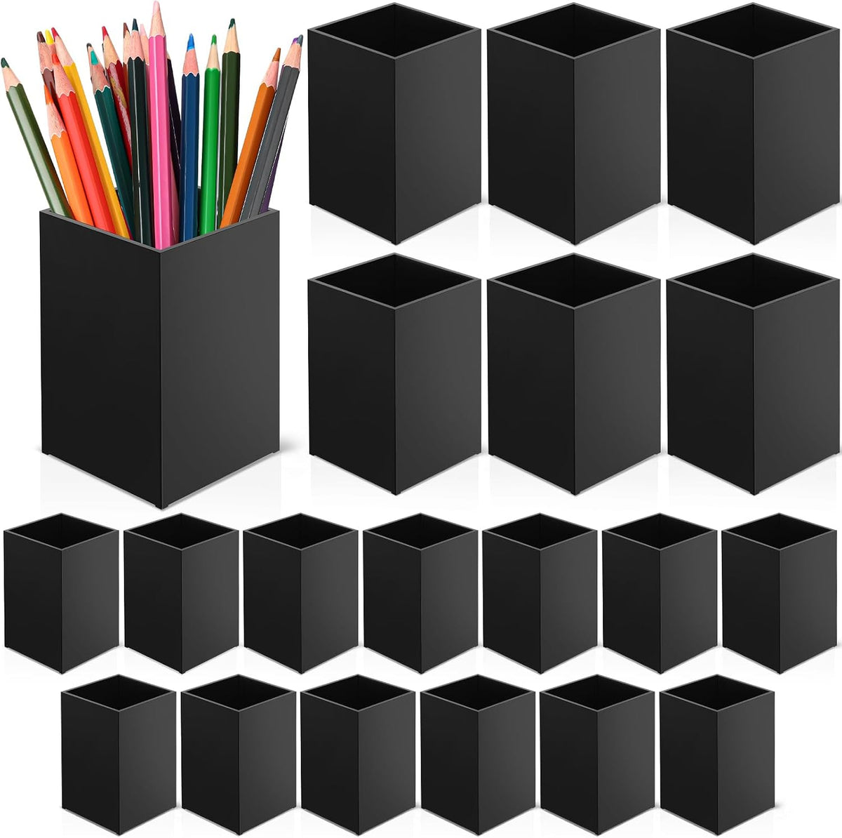 20 Pcs Acrylic Pen Holder Pencil Cup Desk Organizer, Clear