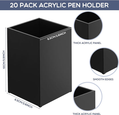 20 Pcs Acrylic Pen Holder Pencil Cup Desk Organizer, Clear