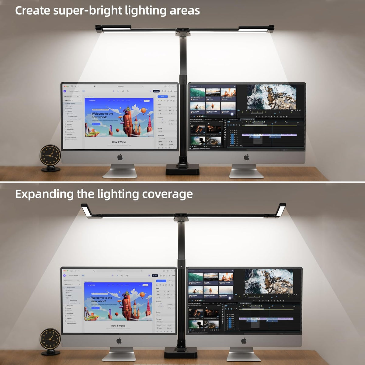 LED Desk Lamp for Home Office, Eye-Caring Desk Light with Remote,Adjustable Flexible Gooseneck,1800LMUltra Bright Table Lamp with Base for Study, Read (Black) (Plus)