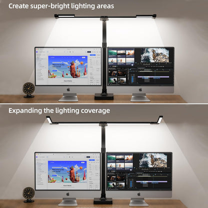 LED Desk Lamp for Home Office, Eye-Caring Desk Light with Remote,Adjustable Flexible Gooseneck,1800LMUltra Bright Table Lamp with Base for Study, Read (Black) (Plus)
