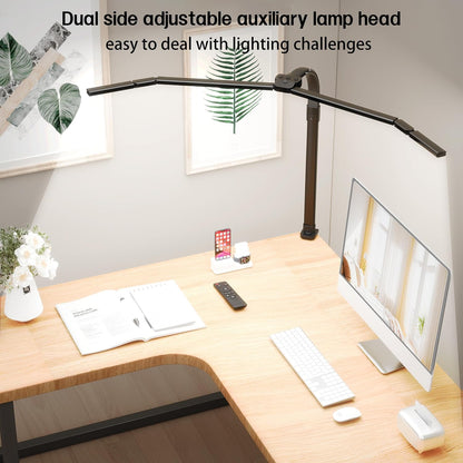 LED Desk Lamp for Home Office, Eye-Caring Desk Light with Remote,Adjustable Flexible Gooseneck,1800LMUltra Bright Table Lamp with Base for Study, Read (Black) (Plus)