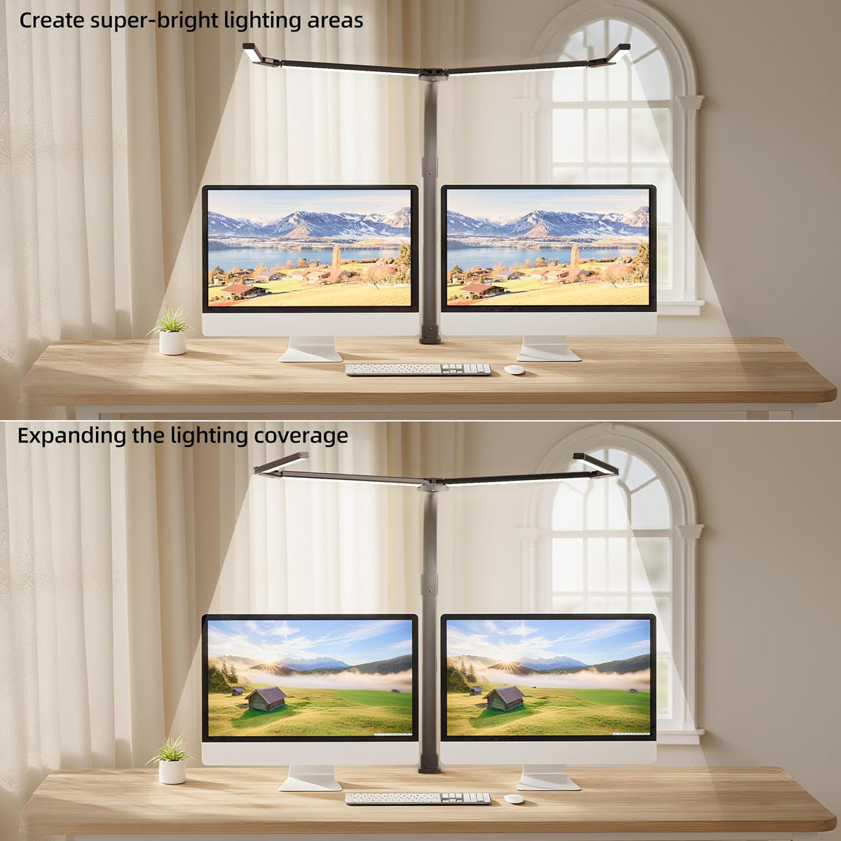 LED Desk Lamp for Home Office, Eye-Caring Desk Light with Remote,Adjustable Flexible Gooseneck,1800LMUltra Bright Table Lamp with Base for Study, Read (Black) (Plus)