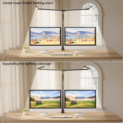 LED Desk Lamp for Home Office, Eye-Caring Desk Light with Remote,Adjustable Flexible Gooseneck,1800LMUltra Bright Table Lamp with Base for Study, Read (Black) (Plus)