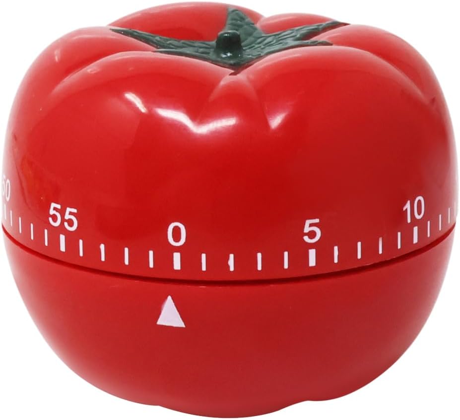 Manual Mechanical Tomato Timer -Ring Alarm Kitchen Timer for Cooking Study Gym Countdown Clock Red