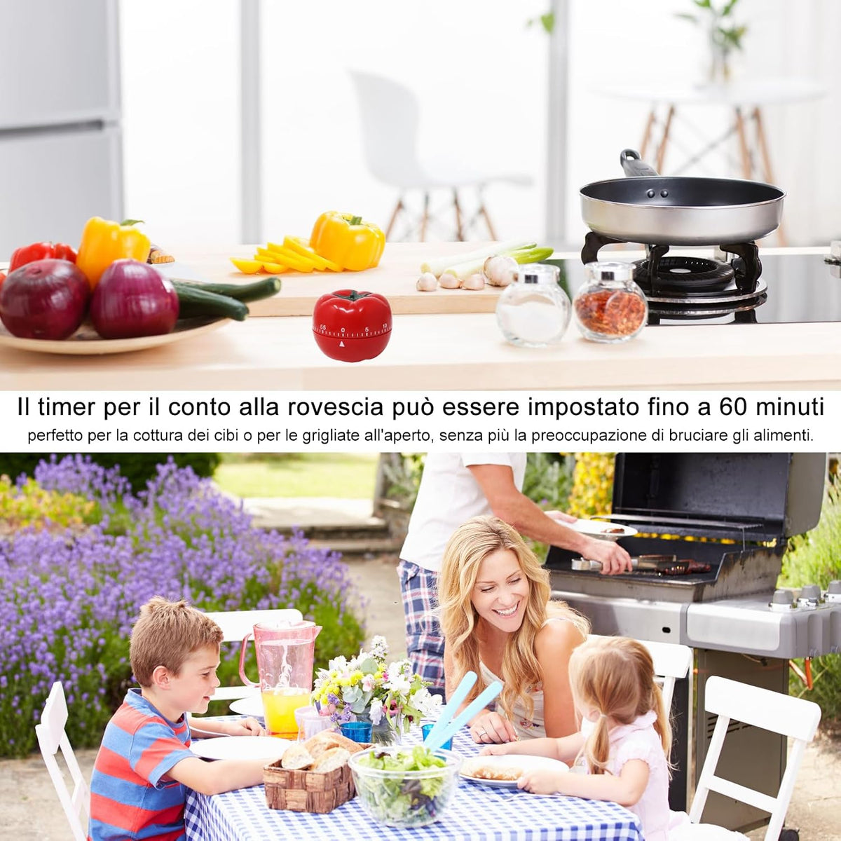 Manual Mechanical Tomato Timer -Ring Alarm Kitchen Timer for Cooking Study Gym Countdown Clock Red