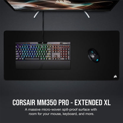 MM350 PRO Spill-Proof Cloth Gaming Mouse Pad – Extended XL – Black