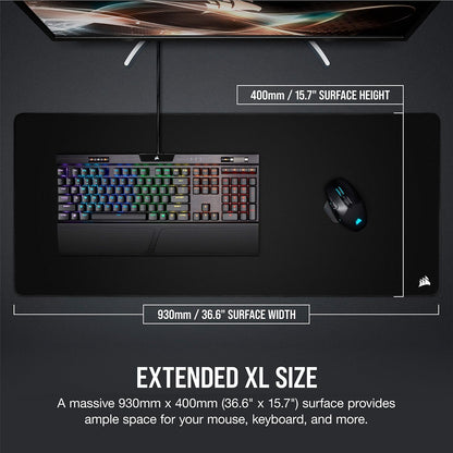 MM350 PRO Spill-Proof Cloth Gaming Mouse Pad – Extended XL – Black