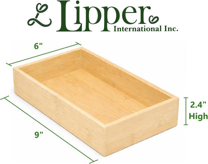 8384 Bamboo Wood Stacking Drawer Organizer Box, 9"x 6"