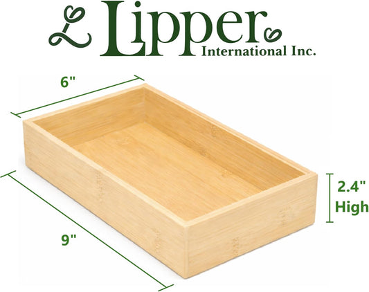 8384 Bamboo Wood Stacking Drawer Organizer Box, 9"x 6"