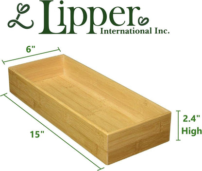 8384 Bamboo Wood Stacking Drawer Organizer Box, 9"x 6"