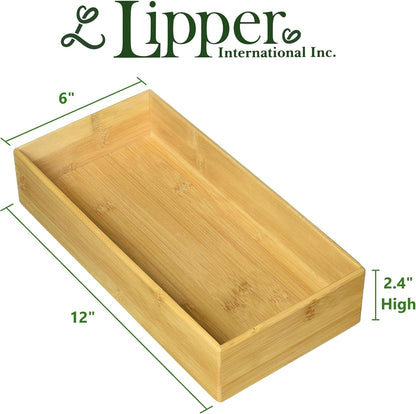 8384 Bamboo Wood Stacking Drawer Organizer Box, 9"x 6"