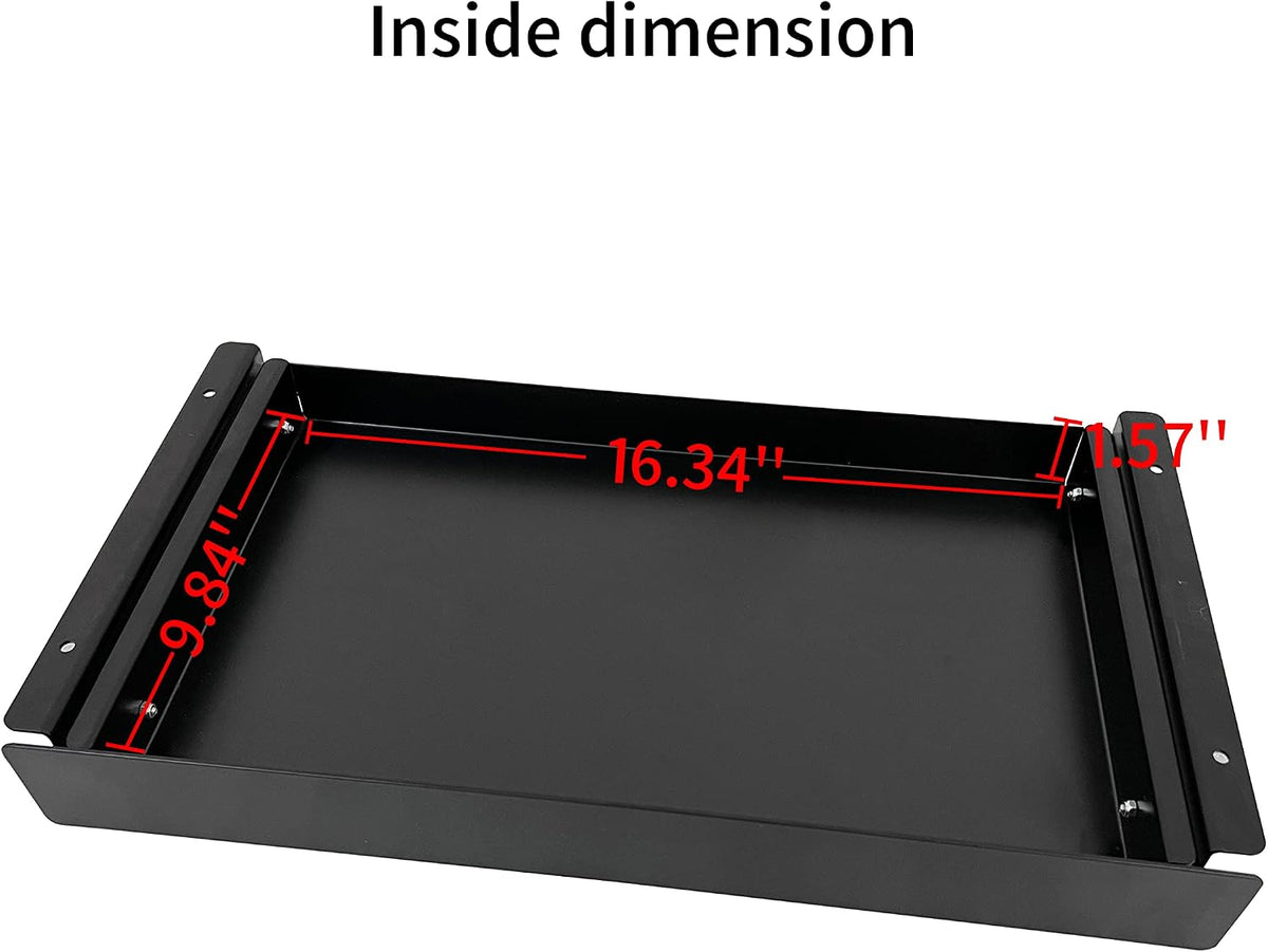 19 inch Slim Under Desk Pull-Out Storage Office Mounted Sliding Metal Drawer for Standing Desk,Black