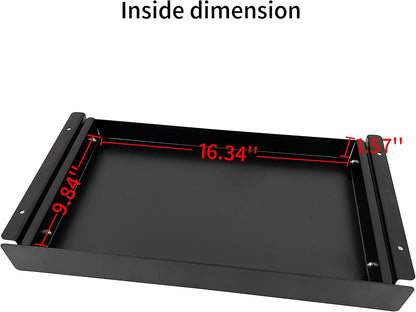 19 inch Slim Under Desk Pull-Out Storage Office Mounted Sliding Metal Drawer for Standing Desk,Black