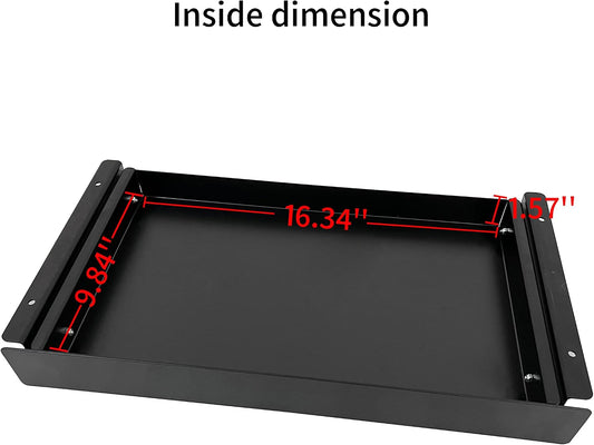 19 inch Slim Under Desk Pull-Out Storage Office Mounted Sliding Metal Drawer for Standing Desk,Black
