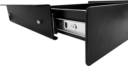 19 inch Slim Under Desk Pull-Out Storage Office Mounted Sliding Metal Drawer for Standing Desk,Black