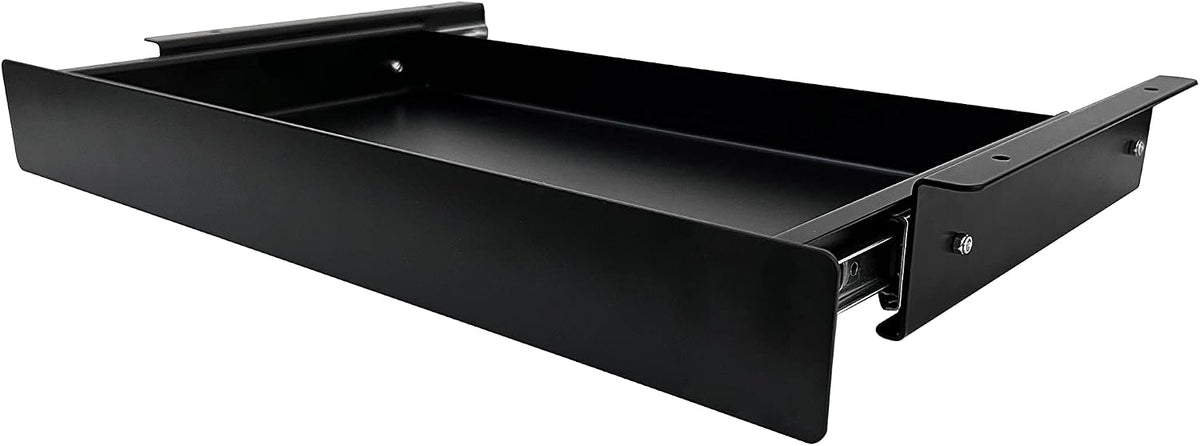 19 inch Slim Under Desk Pull-Out Storage Office Mounted Sliding Metal Drawer for Standing Desk,Black