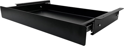 19 inch Slim Under Desk Pull-Out Storage Office Mounted Sliding Metal Drawer for Standing Desk,Black