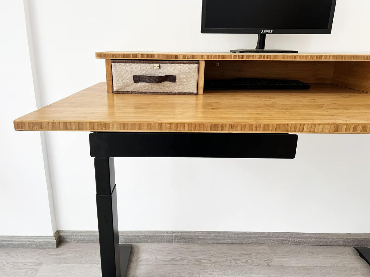 19 inch Slim Under Desk Pull-Out Storage Office Mounted Sliding Metal Drawer for Standing Desk,Black