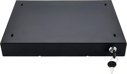19 inch Slim Under Desk Pull-Out Storage Office Mounted Sliding Metal Drawer for Standing Desk,Black