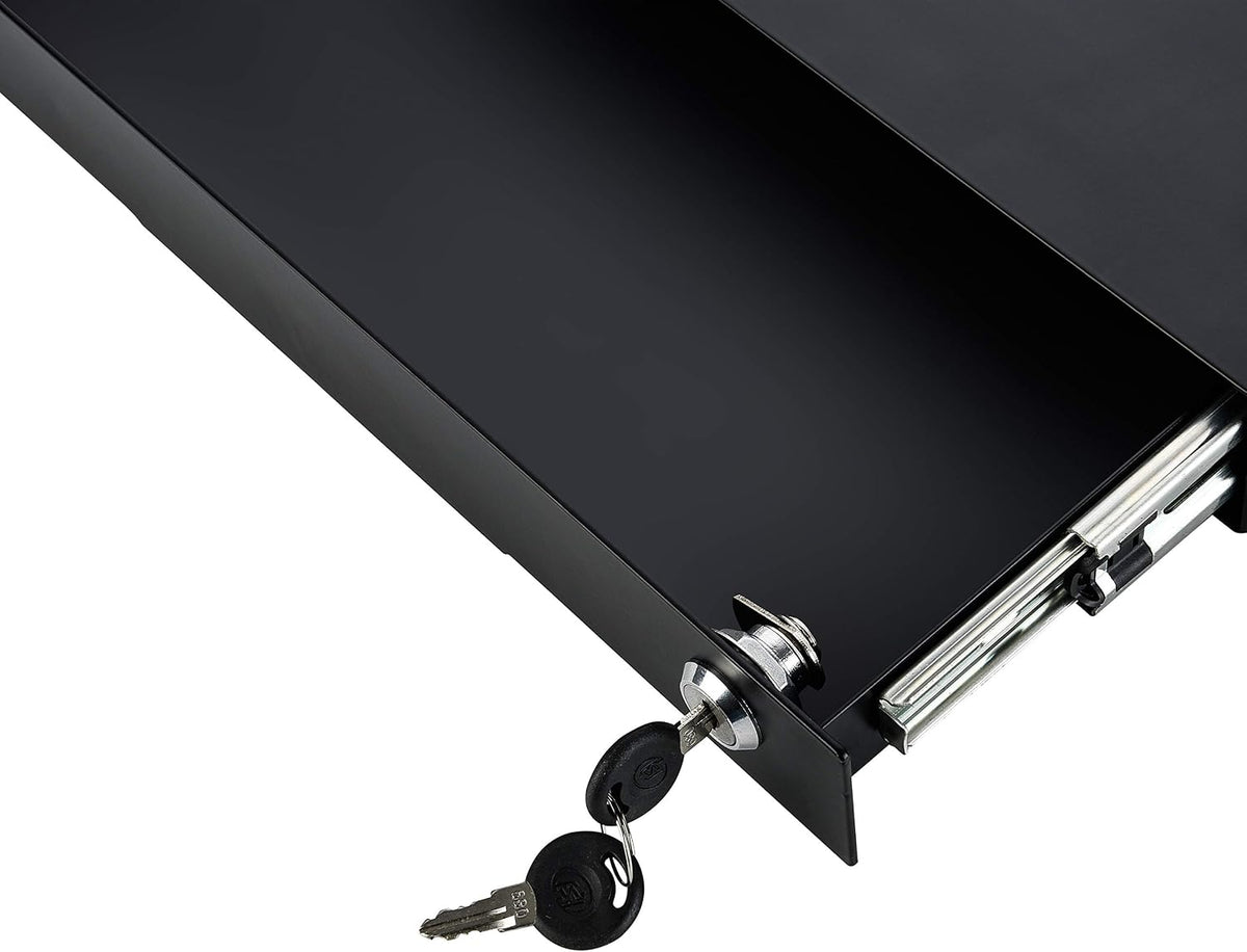 19 inch Slim Under Desk Pull-Out Storage Office Mounted Sliding Metal Drawer for Standing Desk,Black