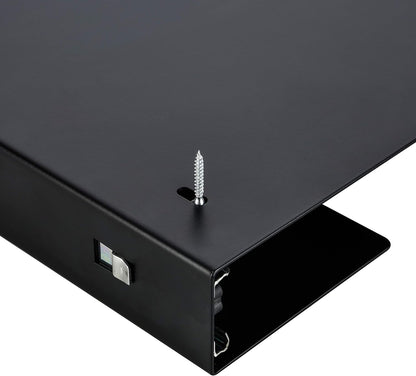 19 inch Slim Under Desk Pull-Out Storage Office Mounted Sliding Metal Drawer for Standing Desk,Black