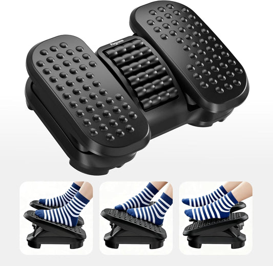 Under Desk Foot Rest with Massage Texture and Roller, 2 Heights