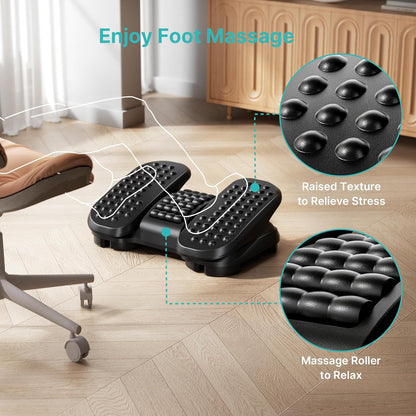 Under Desk Foot Rest with Massage Texture and Roller, 2 Heights