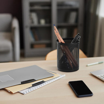 Pen Holder Desk Organizer, Wire Mesh Pencil Cup with Foam Pad and Non-Slip Bottom Office Supplies Desk Accessories for Home Office School, 1 Pack