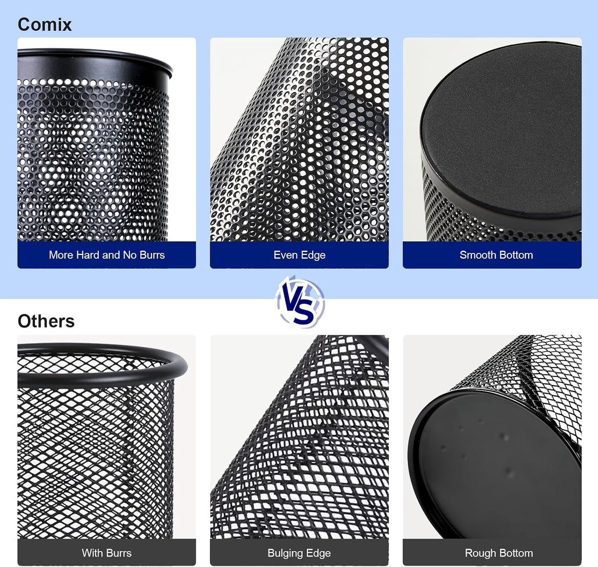 Pen Holder Desk Organizer, Wire Mesh Pencil Cup with Foam Pad and Non-Slip Bottom Office Supplies Desk Accessories for Home Office School, 1 Pack