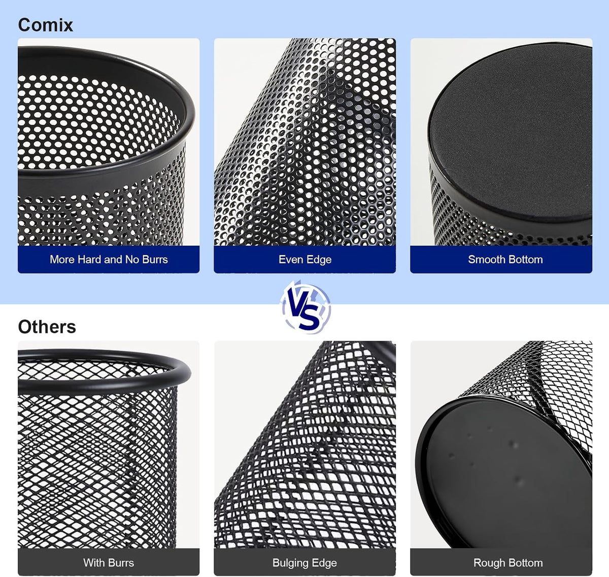 Pen Holder Desk Organizer, Wire Mesh Pencil Cup with Foam Pad and Non-Slip Bottom Office Supplies Desk Accessories for Home Office School, 1 Pack
