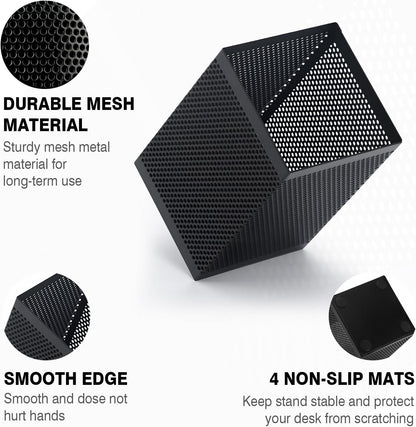 Pen Holder Desk Organizer, Wire Mesh Pencil Cup with Foam Pad and Non-Slip Bottom Office Supplies Desk Accessories for Home Office School, 1 Pack