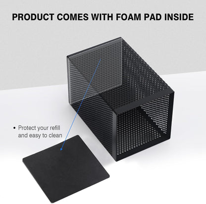 Pen Holder Desk Organizer, Wire Mesh Pencil Cup with Foam Pad and Non-Slip Bottom Office Supplies Desk Accessories for Home Office School, 1 Pack