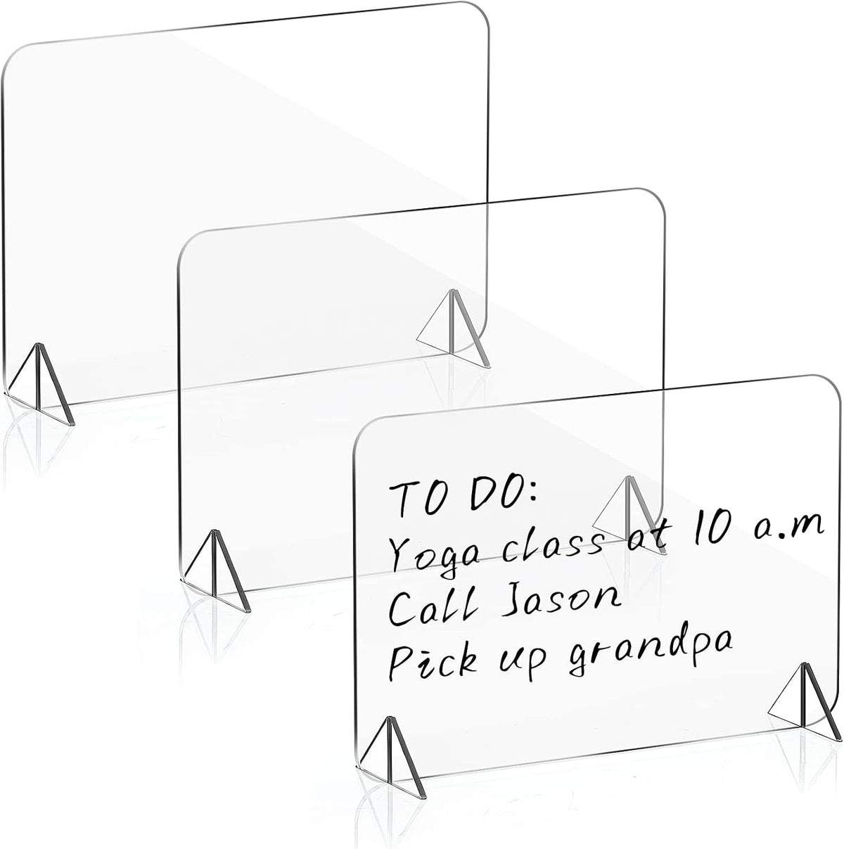 3 Pack Acrylic Dry Erase Board and Marker Glass Alternative Clear Memo Tablet Desktop Display Frameless Small Writing Whiteboard with Stand for School Office Home(5.91 x 7.87 Inch)