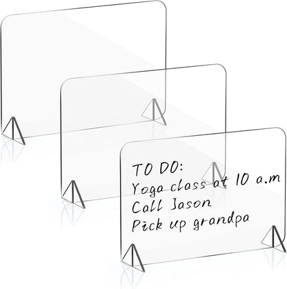 3 Pack Acrylic Dry Erase Board and Marker Glass Alternative Clear Memo Tablet Desktop Display Frameless Small Writing Whiteboard with Stand for School Office Home(5.91 x 7.87 Inch)
