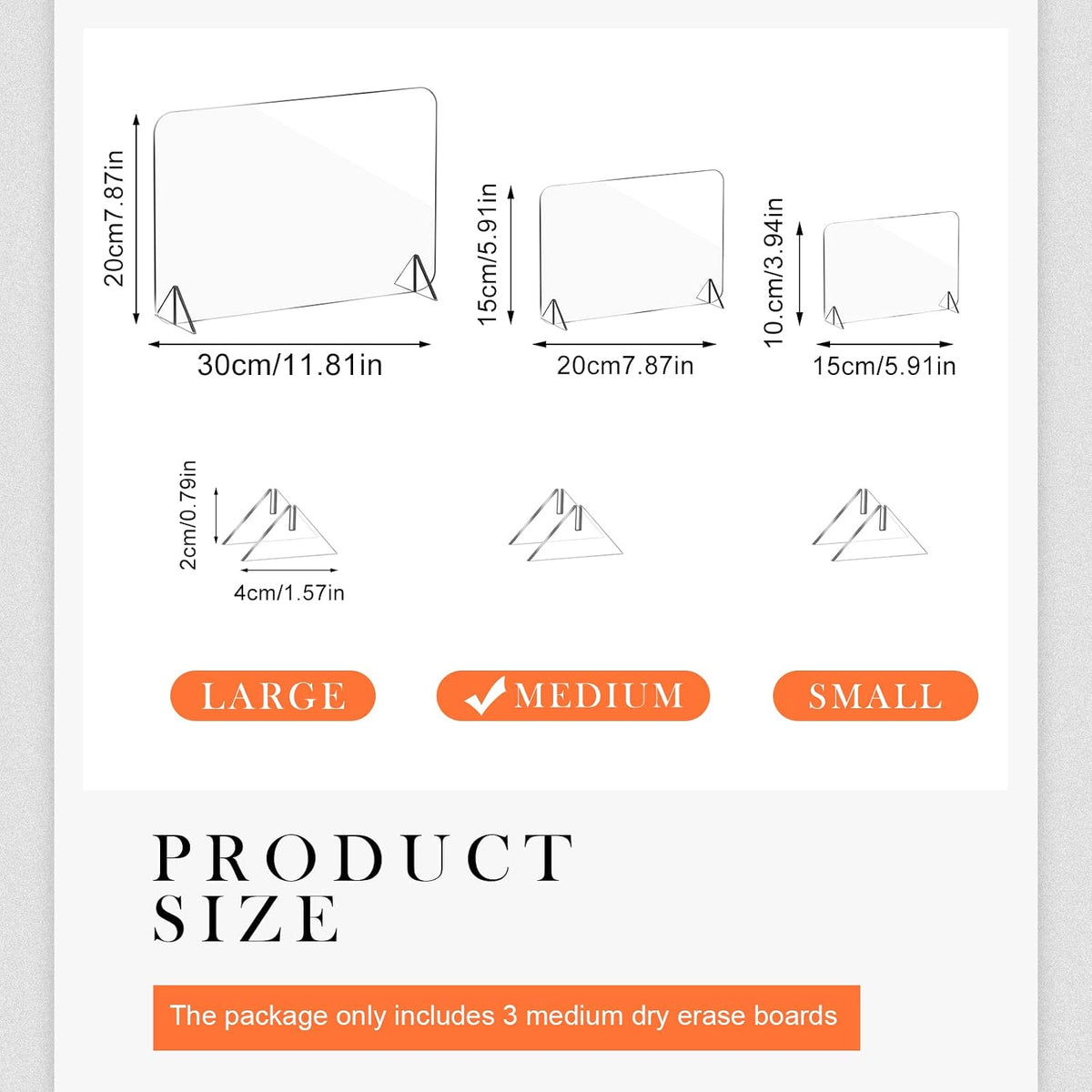 3 Pack Acrylic Dry Erase Board and Marker Glass Alternative Clear Memo Tablet Desktop Display Frameless Small Writing Whiteboard with Stand for School Office Home(5.91 x 7.87 Inch)