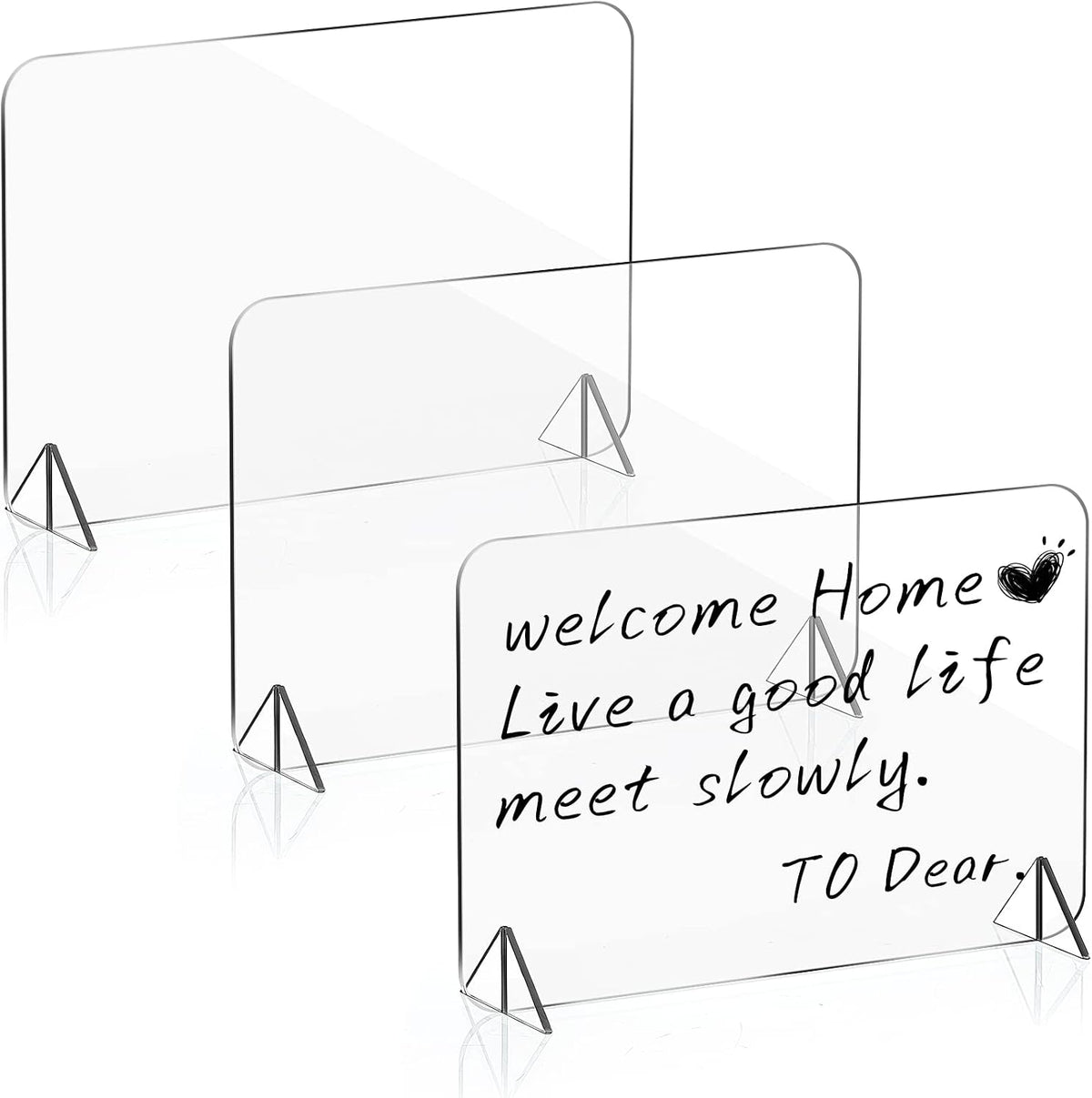 3 Pack Acrylic Dry Erase Board and Marker Glass Alternative Clear Memo Tablet Desktop Display Frameless Small Writing Whiteboard with Stand for School Office Home(5.91 x 7.87 Inch)