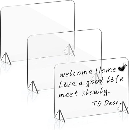 3 Pack Acrylic Dry Erase Board and Marker Glass Alternative Clear Memo Tablet Desktop Display Frameless Small Writing Whiteboard with Stand for School Office Home(5.91 x 7.87 Inch)